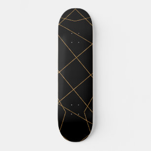 Skate Design de Traços Geométricos Dourados e Pretos Mod