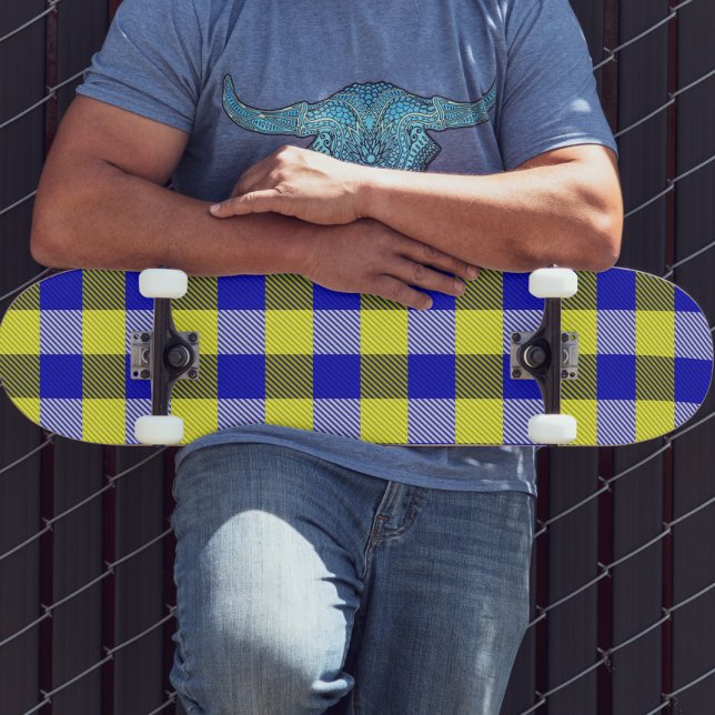 Skate Design de Verificação de Gingham Amarelo Azul (Criador carregado)