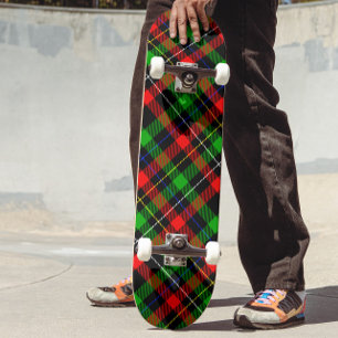 Skate Design de Xadrez de Flanela Vermelho Verde Branco 