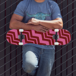 Skate Design de Zigue-Zague Chevron Rosa Vermelho Marrom