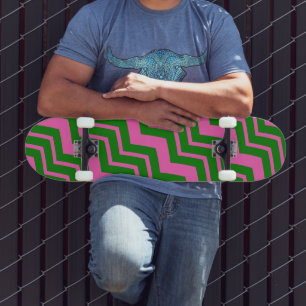 Skate Design de Ziguezague Chevron Verde Rosa