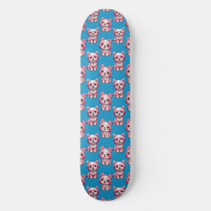 Skate Design do padrão de cachorros cor-de-rosa - azul