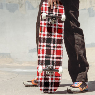 Skate Design do Padrão do Flannel Branco Vermelho Preto