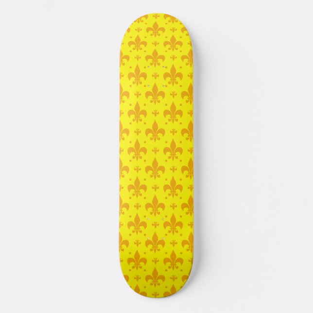 Skate Design do padrão Fleur-de-lis amarelo (Frente)