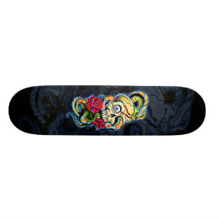 Skate Design dos rosas do cobra do crânio
