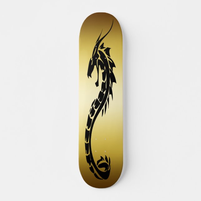 SKATE DESIGN DOURADO E PRETO DO DRAGÃO (Frente)