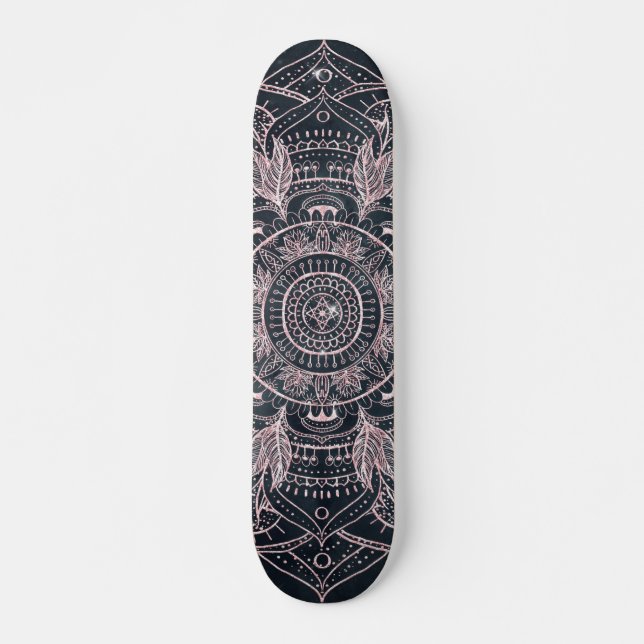 Skate Design Elegante Dourada da Cinza Mandala (Frente)