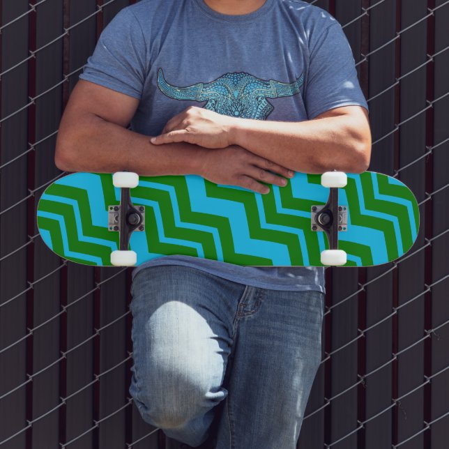 Skate Design em Zigue-Zague Chevron Verde Azul (Ao ar livre 3)