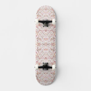 Skate Design floral branco-rosa-claro