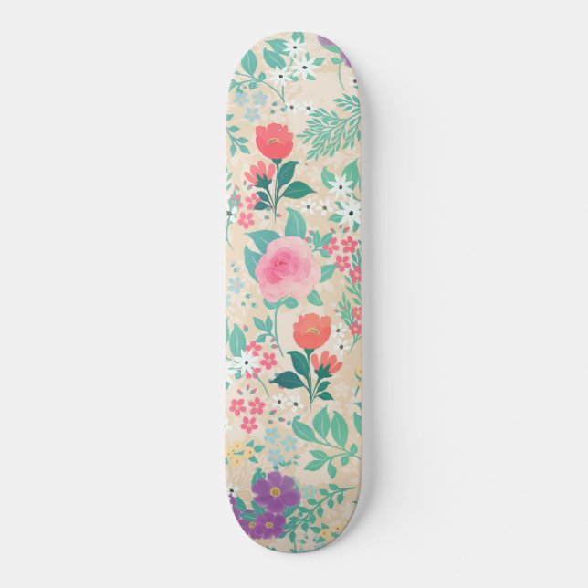 Skate Design Floral de Rosas Rosa (Frente)