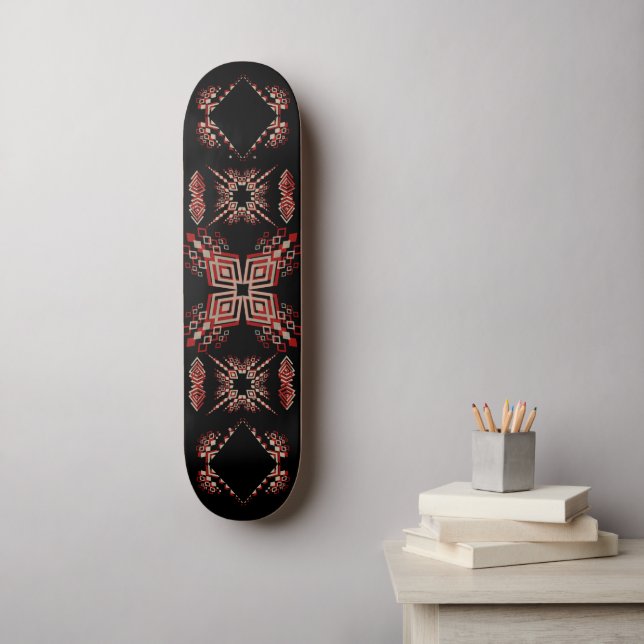 Skate Design geométrico de inspiração tribal a preto esc (Arte de parede)