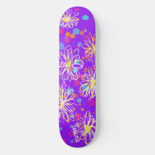 Skate Design Inky Floral e Splatters de Tinta - roxo