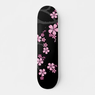 Skate Design japonês Black Pink Sakura: