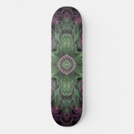 Skate Design Moderno Abstrato Fractal Roxo e Verde