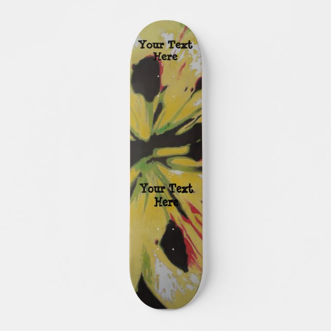 Skate design moderno original amarelo preto da arte (Frente)