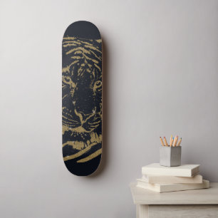 Skate Design preto Dourado Tigre