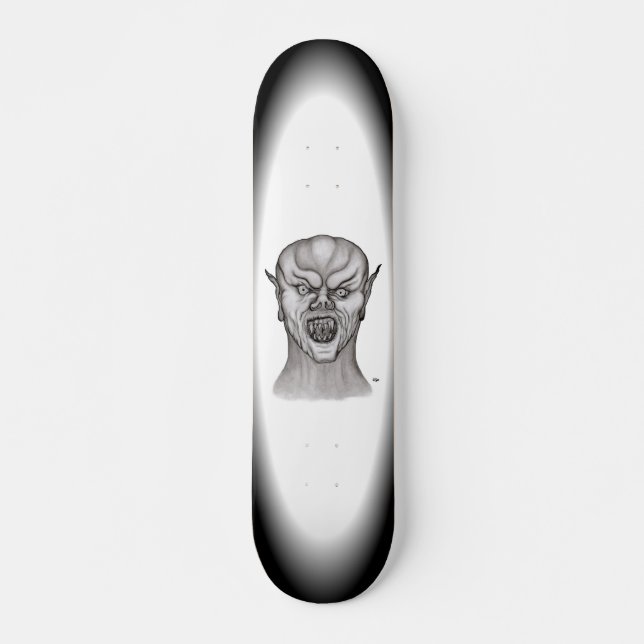 Skate Design preto e branco vampiro (Frente)