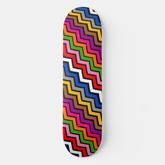 Skate Design Preto Zigzag Multicolorido (Frente)