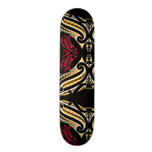 Skate Design tradicional maori do moko no amarelo do
