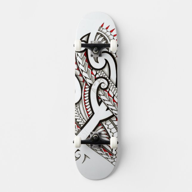 Skate Design tribal maori contemporâneo com acentos (Frente)