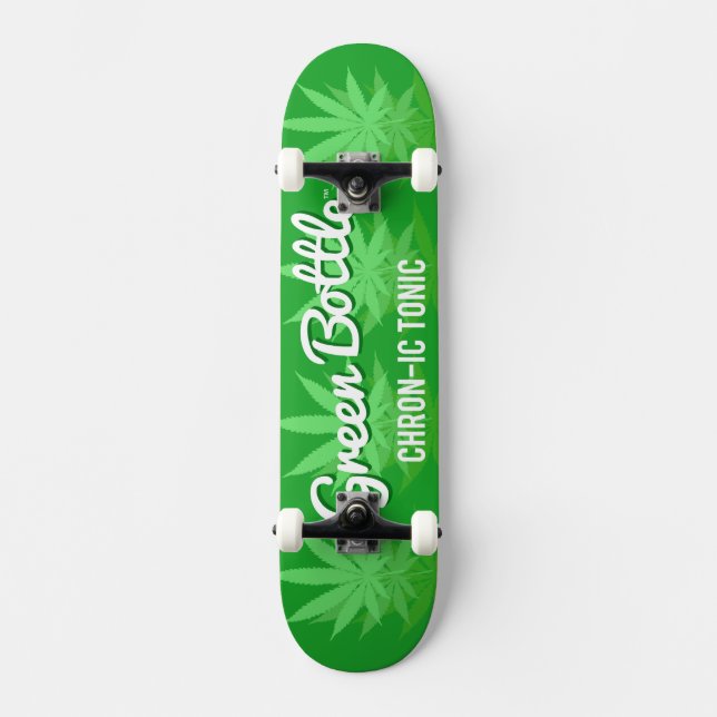 Skate Design verde da folha da garrafa (Frente)