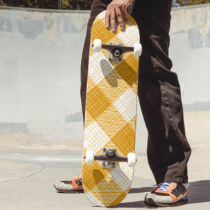 Skate Design Xadrez Amarelo e Branco em Negrito