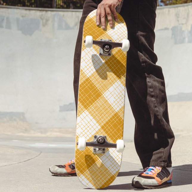 Skate Design Xadrez Amarelo e Branco em Negrito  (Criador carregado)