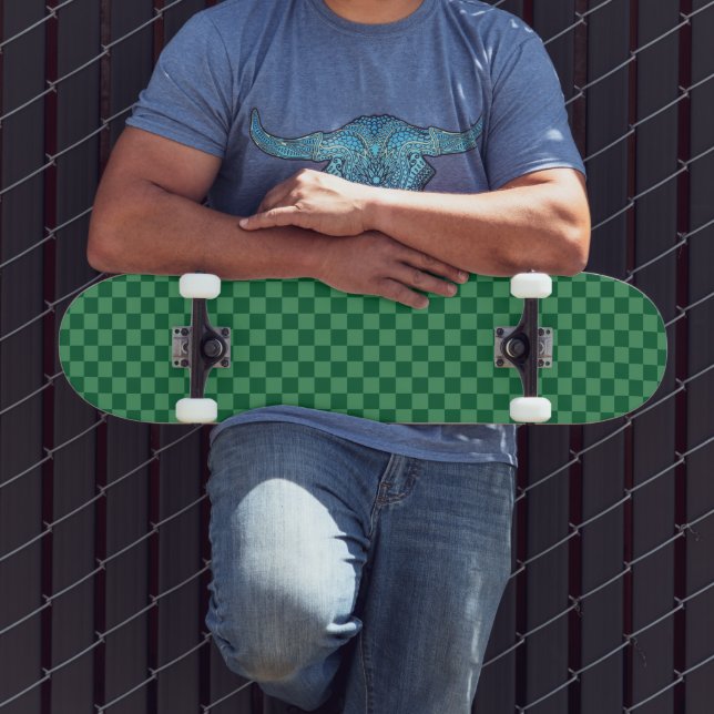 Skate Design Xadrez Verde Elegante (Ao ar livre 3)
