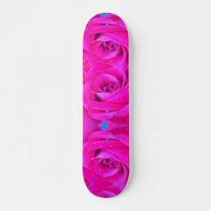 Skate Detalhe de Rosa Vermelha Carmesim Perfeita e Azul 