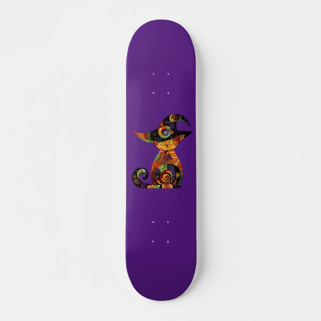 Skate Dia das Bruxas/místico/gato/outono (Frente)