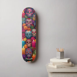 Skate Dia de los Muertos (Day of the Dead) skulls