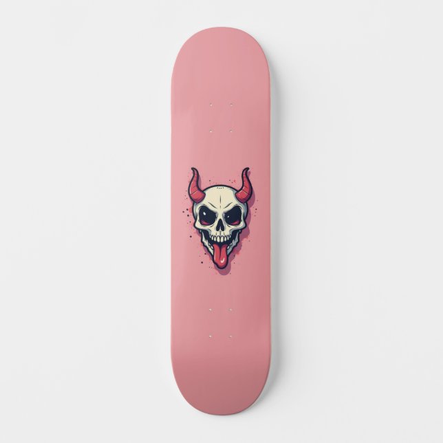 Skate Diablesse qui tire la langue sur fond rose (Frente)