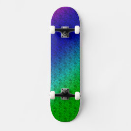 Skate Diag Gradient Floral Padrão Floral Azul Verde
