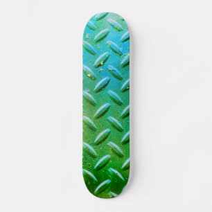 Skate Diamond Plate Steel Green and Blue