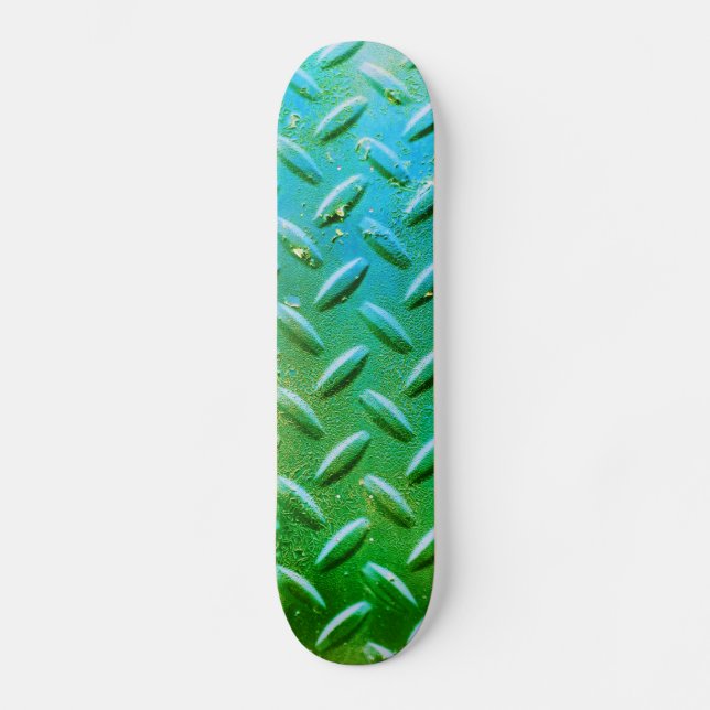 Skate Diamond Plate Steel Green and Blue (Frente)