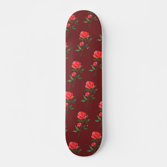 Skate do teste padrão das rosas vermelhas (Frente)