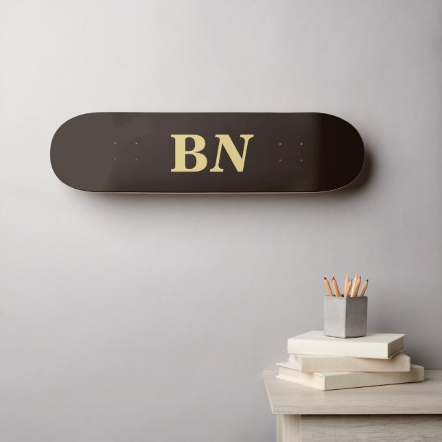 Skate Douradas iniciais personalizadas marrom mínimo (Arte de parede (Horz))