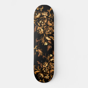 Skate Dourado no padrão floral dos Rosas pretos