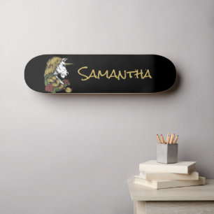 Skate Dourado    UnicornSkateboard personalizado