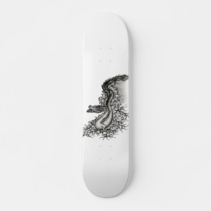 Skate Dragão chinês, Design preto e branco em tatuostilo