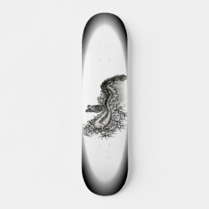 Skate Dragão chinês, Design preto e branco em tatuostilo