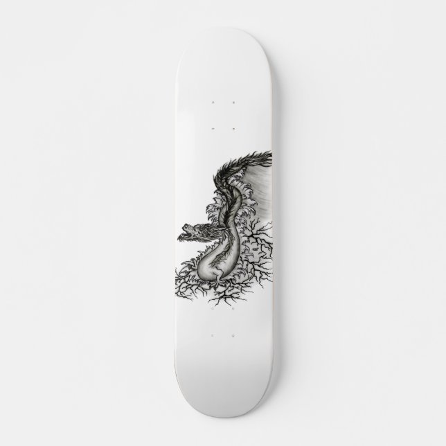 Skate Dragão chinês, Design preto e branco em tatuostilo (Frente)
