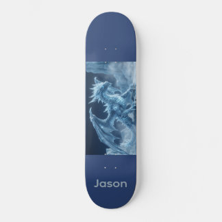 Skate Dragão de Gelo Azul Épico em 3D