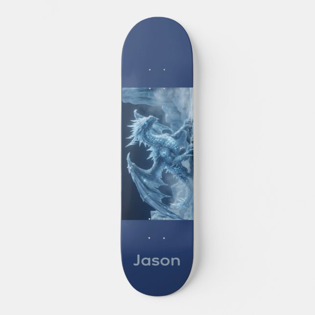 Skate Dragão de Gelo Azul Épico em 3D (Frente)