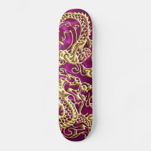 Skate Dragão Dourado embutido no Impressão de Satin mage