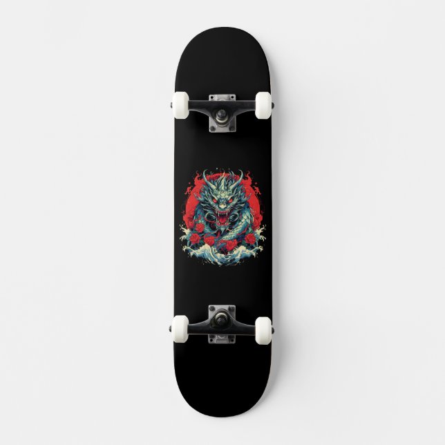 Skate Dragão Japonês nas Ondas (Frente)
