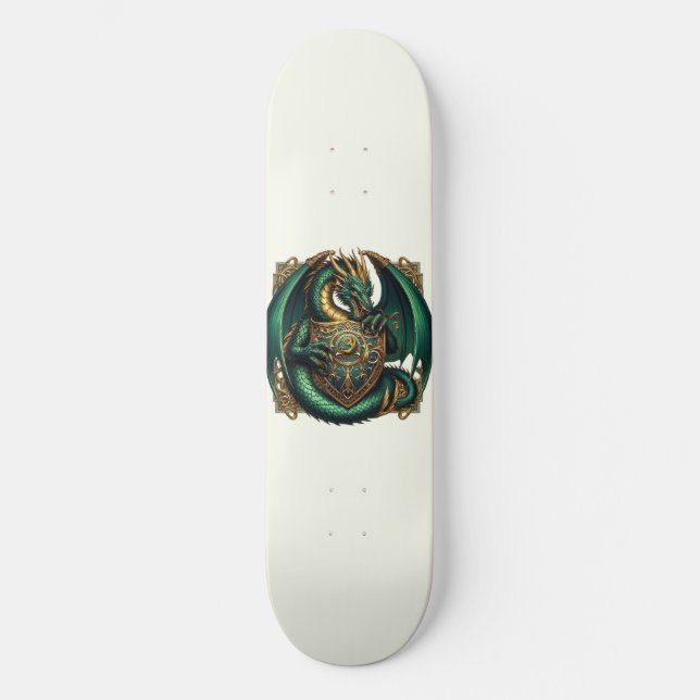 Skate Dragão verde e Dourado com blindagem (Frente)