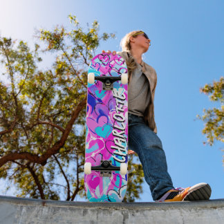 Skate Dreamy Fusion: Corações de Grafite Azul e Rosa