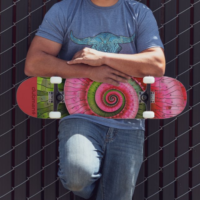 Skate Dubman Designs: Fibonacci Rosa e Verde Brilhante  (Ao ar livre 3)