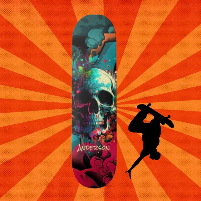 skate é um crânio de Grafite divertido (Original and best online Zazzle skateboard shop- Urban Warrior)